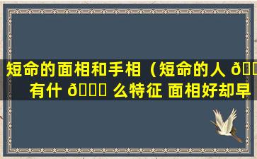 短命的面相和手相（短命的人 🐎 有什 💐 么特征 面相好却早死的原因）